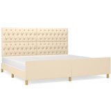 The Living Store Posteljni okvir z vzglavjem krem 200x200 cm blago - Posteljni Okvir Z Vzglavjem, (21527717) | Shoptok.si