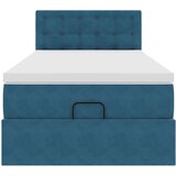 vidaXL Otomanski posteljni okvir z vzmetnico moder 90x200 cm žamet | Shoptok.si