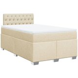 vidaXL Box spring postelja z vzmetnico krem 120x200 cm blago, (21305698) Cene