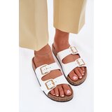 EVENTO Women's sandals with buckles made of eco leather white Iskira | Shoptok.si