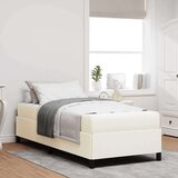 vidaXL Konstrukcija postelje z vzmetnico krema 90 x 190 cm blago, (5000123851) | Shoptok.si