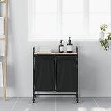  Košara za rublje s 2 pretinca i kotačićima, boja hrasta Sonoma | shoptok.hr