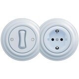 Reblig - Retro jednopolni prekidač br. 1 i SCHUKO utičnica 230V sa okvirom u plavoj boji | Eponuda.com
