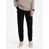 Ombre Men's pants with cargo pockets and leg hem - black | Shoptok.si