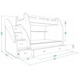  Dječji krevet na kat Zuzia s ladicama 200*120 cm - sivi | shoptok.hr