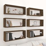  Stenske police kockaste 6 kosov rjavi hrast 60x15x23 cm, (20600809) | Shoptok.si