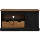 TV ormarić HALDEN s kliznim vratima crni 110x40x60 cm puno drvo | Eponuda.ba