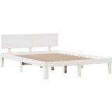 vidaXL Posteljni okvir z vzglavjem bel 140x200 cm trdna borovina | Shoptok.si