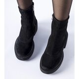 Gemre Black insulated ankle boots with a chunky block natural leather Maria | ePonuda.com