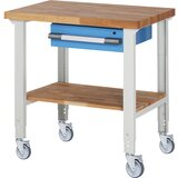 eurokraft pro pomična delovna miza serije 7000, 4 vrtljiva kolesa, 1 predal, odlagalna polica, plošča šxg 1000 x 700 mm | Shoptok.si