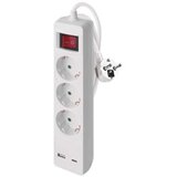  Podaljšek 2 m / 3 vtičnice / s stikalom / beli / 1× USB-A + 1× USB-C / 1,5 mm2 | Shoptok.si
