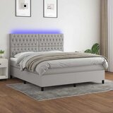  Krevet box spring s madracem LED svjetlosivi 180x200 cm tkanina | shoptok.hr