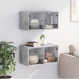  Zidni ormarići staklena vrata 2 kom boja betona 68,5x37x35 cm | shoptok.hr