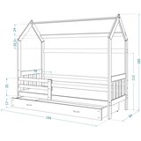 Domek Drveni dječji krevet 2 - svijetlo drvo - 190x80 cm | shoptok.hr