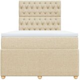 vidaXL Box spring postelja z vzmetnico krem 120x200 cm blago, (21305858) | Shoptok.si