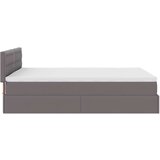 vidaXL Otomanski posteljni okvir z vzmetnico siv 140x200 cm um. usnje | Shoptok.si