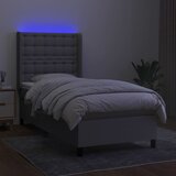  Krevet box spring s madracem LED svjetlosivi 100x200 cm tkanina | shoptok.hr