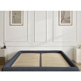 Bobochic Paris Temno modra oblazinjena zakonska postelja s prostorom za shranjevanje/brez vzglavja z letvenim dnom 180x200 cm Inera – | Shoptok.si
