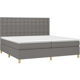  Box spring postelja z vzmetnico temno siva 200x200 cm blago, (20851595) | Shoptok.si