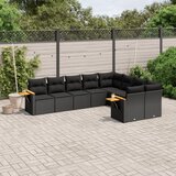 vidaXL 9-dijelni set vrtnih sofa s jastucima crni od poliratana | shoptok.hr