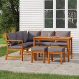  6-dijelni vrtni blagovaonski set s jastucima od bagremovog drva | Eponuda.com