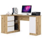 AKORD B20 Kotna Pisalna Miza, Leva Izvedba, Hrast Artisan/Bela, (5000333000) | Shoptok.si