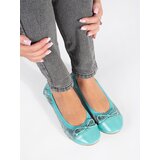 Shelvt Blue ballerinas with a snakeskin pattern and a bow | shoptok.hr