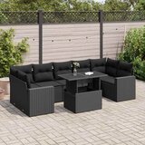 vidaXL Vrtna sedežna garnitura 8-delna z blazinami črn poli ratan, (21782059) | Shoptok.si