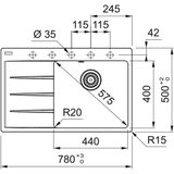 Franke 114.0637.513 Centro CNG 611-78 TL/2 pomivalno korito iz umetnega kamna | Shoptok.si