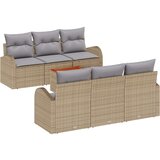  7-delni set vrtne sedežne garniture z blazinami Bež Poly Rattan Acacia | Shoptok.si