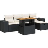 vidaXL Vrtna sedežna garnitura z blazinami 6-delna črn ratan/akacija | Shoptok.si