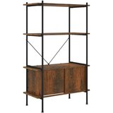 Regal z omarico 4-nadstropen 80x40x130 cm jeklo in inž. les, (20716508) | Shoptok.si