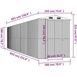  Vrtno spremište svjetlosivo 192x855x223 cm pocinčani čelik | shoptok.hr