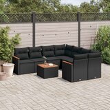  9-dijelni set vrtnih sofa s jastucima crni od poliratana | shoptok.hr
