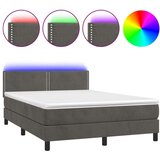  Box spring postelja z vzmetnico LED temno siva 140x200 cm žamet, (20725913) | Shoptok.si