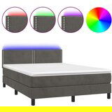  Box spring s madracem LED tamnosivi 140x200 cm baršun | shoptok.hr