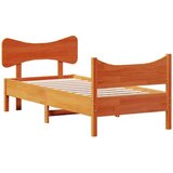  Posteljni okvir z vzglavjem voščeno rjava 100x200 cm borovina | Shoptok.si