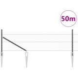 vidaXL Šesterokotna ograja Siva 0.8x50 m Jeklena, Ograjne palice s konico 13 kos Ø32 mm 100 cm Galvanizirano jeklo | Shoptok.si