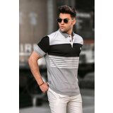 Madmext Men's Striped Gray Polo Collar T-Shirt 5865 Cene