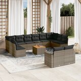 vidaXL 13-dijelni set vrtnih sofa od poliratana s jastucima sivi Cijene
