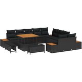  13-dijelni vrtni set sofe s jastučićima Crna Poli ratan Akacija 3-dijelni vrtni set za objedovanje s jastučićima Crna Poli rata | shoptok.hr