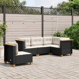 Maison Chic Seti vrtnega pohištva - Vrtna garnitura - Vrtni pohištvo set 5-delna z blazinami črn poli ratan, (21815430) | Shoptok.si