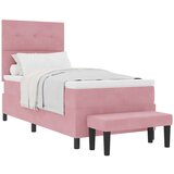 Box Postelja z vzmetnico z vzmetnico Roza 100 x 200 cm Žamet, (5000126302) | Shoptok.si