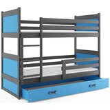 Rico drveni dječji krevet na kat s ladicom - sivi - plavi - 200*90cm | shoptok.hr