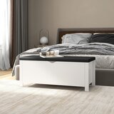 vidaXL kutija za pohranu s jastukom bijela 105 x 40 x 45 cm od iverice | shoptok.hr