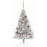  Umjetna preddekorirana božićna jelka srebrna 120 cm PET | Shoptok.si