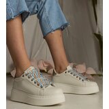 Gemre Beige women's sneakers with chunky laces Kessa | Shoptok.si
