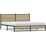 vidaXL Kovinski posteljni okvir z vzglavjem sonoma hrast 160x200 cm Cene