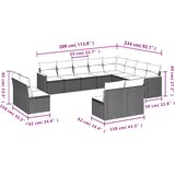  12-dijelni set vrtnih sofa od poliratana s jastucima bež | shoptok.hr