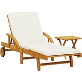 Maison Chic Ležalnik - Sončna ležalnik z blazino in mizico trden akacijev les, (22043429) | Shoptok.si